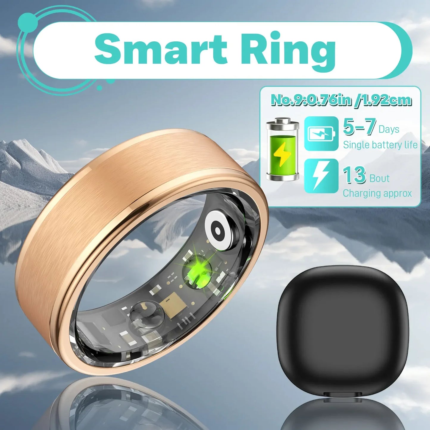 EIGIIS 2024 New Smart Ring Blood Oxygen Heart Rate Monitor IP58Waterproof Bluetooth-Compatible5.0 for Men Women for Android IOS - covers4phones