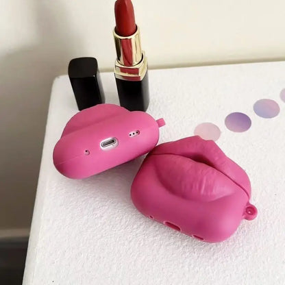Creative 3D Lipstick Pattern Wireless Bluetooth Earphone Case Compatible With Apple AirPods Pro 1 2 3 4 Generations Prank Gift