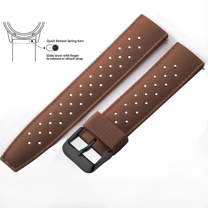Tropical Silicone Watch Band Quick Release Watch Band 18mm 20mm 22mm Rubber Tropic Smart Watch Strap for Oris Seiko Citizen