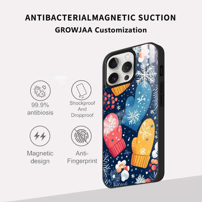 Christmas Gloves phone case for iPhone 17 16 15 14 13 12 11 Pro Max Plus Mini Magsafe Magnetic Wireless Mirror Funda