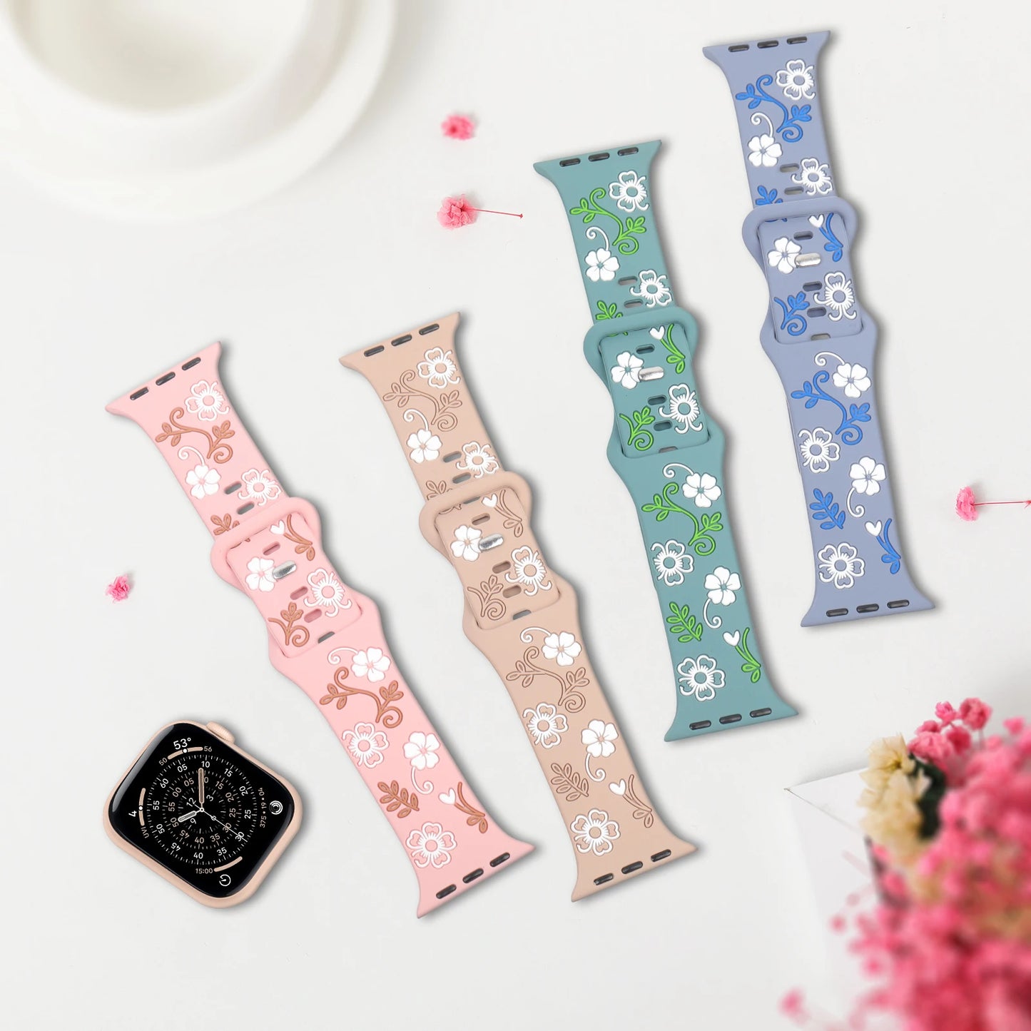 Engraved Strap For Apple Watch Band 11 10 42mm 46mm Silicone Correa Bracelet iWatch Series 10 9 8 7 SE 6 45/44/40mm Ultra2/3