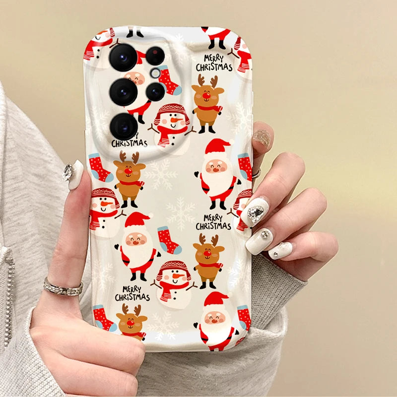 New Christmas Santa Claus Phone Case For Samsung Galaxy S25 S24 S23 S22 Ultra Plus S21 FE A73 A72 A55 A54 TPU Anti-Scratch Cover