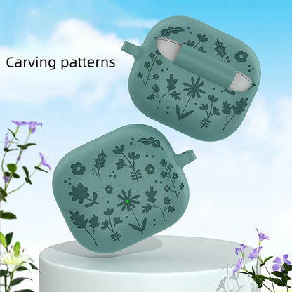 New Case For Samsung galaxy buds 3（2024）Coque Carving Flowers Design Liquid Silicone Soft Capa For galaxy buds3/3pro Cover Funda