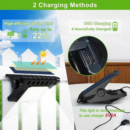 NEW 2/1Pcs Clip On Solar Lights Outdoor Waterproof 58 LED Motion sensing USB Charging Fence Lamp for Garden Yard Patio