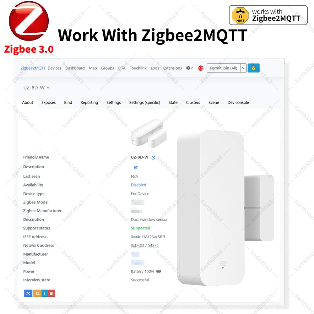 Zigbee 3.0 Door Sensor Window Sensor Contact Sensor Zigbee Hub Required work with Home Assistant Yandex Alexa ZHA Zigbee2MQTT