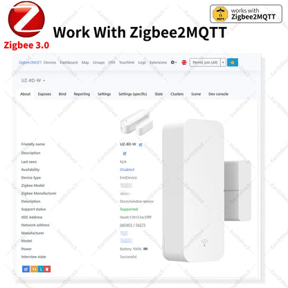 Zigbee 3.0 Door Sensor Window Sensor Contact Sensor Zigbee Hub Required work with Home Assistant Yandex Alexa ZHA Zigbee2MQTT