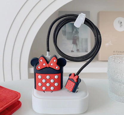 4Pcs/set Cable Protector for iPhone / iPad 18W/20W Charger Protection Cute Cartoon Protector Spring Cable Winder Accessories