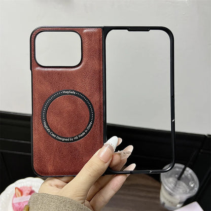 Business Leather Magsafe Case For Google Pixel 9 Pro Fold Wireless Charging Skin Feeling Soft Shockroof Luxury Phone Cover