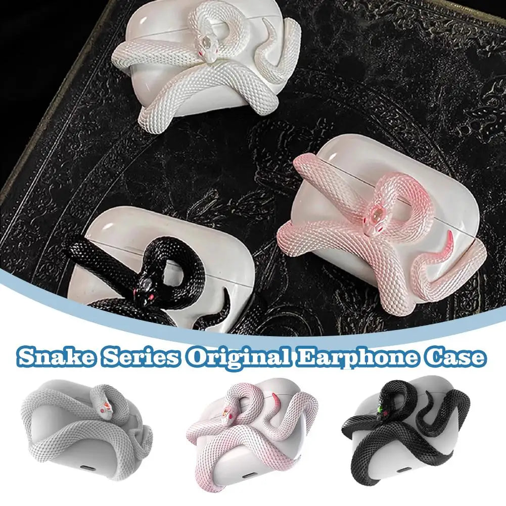 Snake Wireless Earphone Protective Shell Case 3D Winding Snake Resin Decoration Earphone Accessories for AirPods Pro/Pro 1/2/3/4