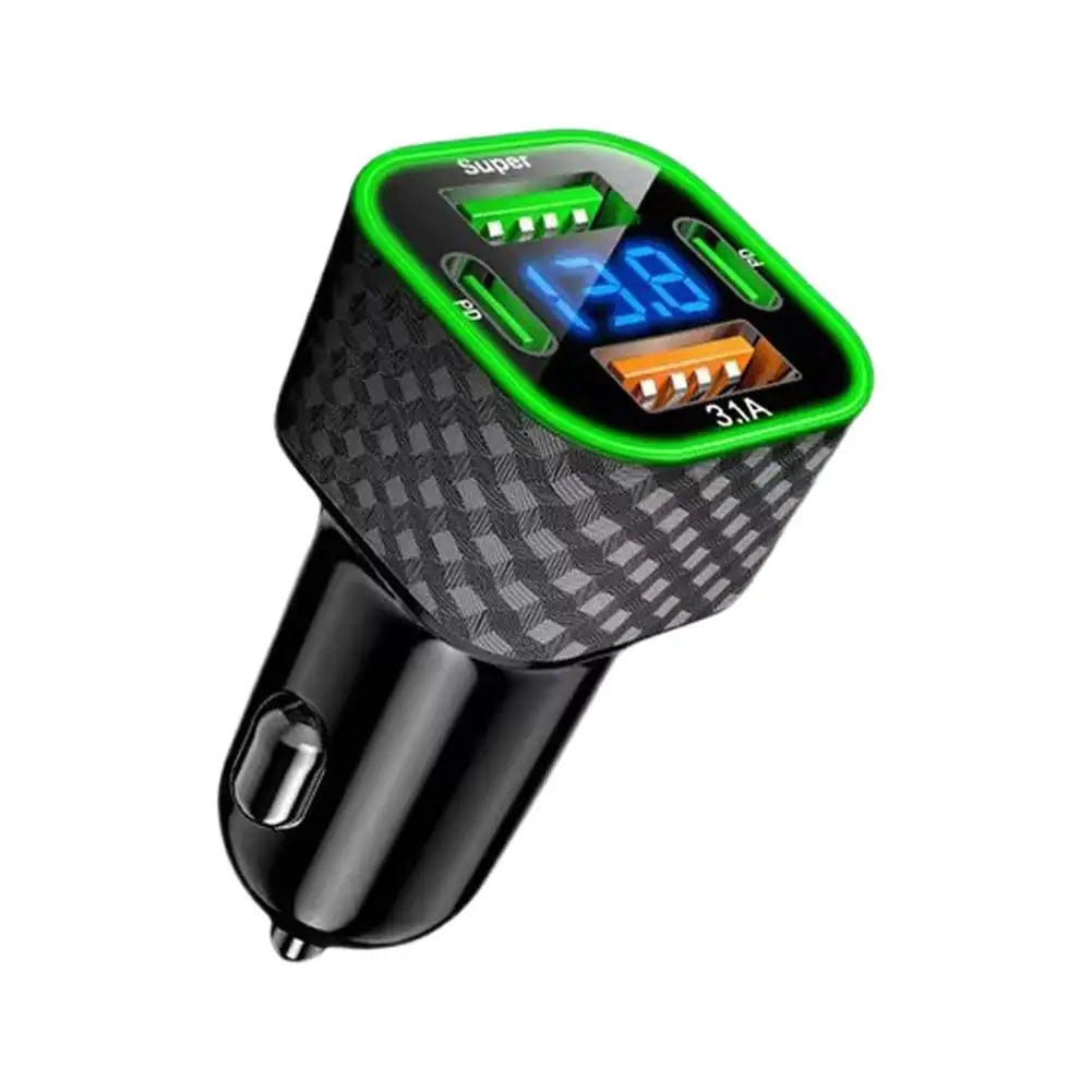 380W USB C Car Phone Charger Dual PD USB Charger With Voltage Display Super Fast Charge Adapter For IPhone Oppo