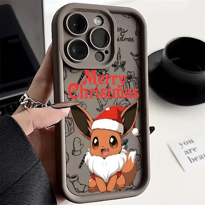 Christmas Eevee Charmander Squirtle Soft Silicone Case For iPhone 17 11 15 16 13 Pro Max 14 Plus 12 16 Pro 16E 17AIR Phone Cover