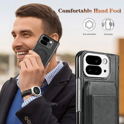 For Google Pixel 10 Pro Fold Case Protective Card Slots Leather Magsafe Holder Mobile Phone Back Cover