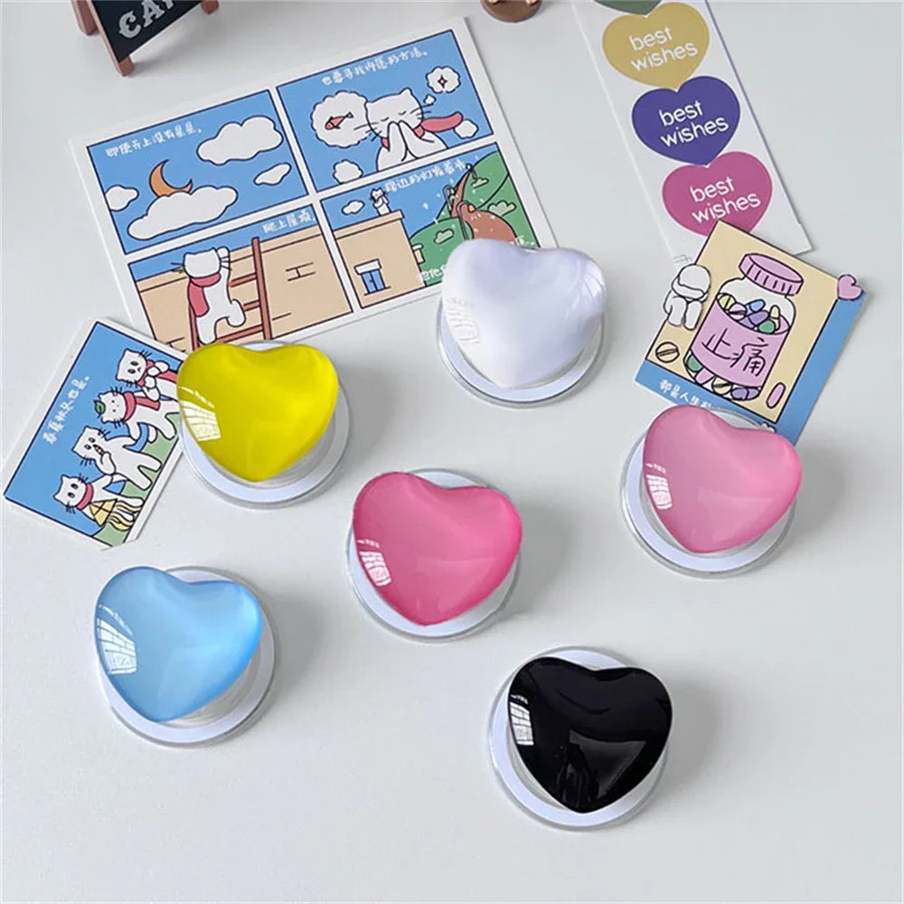 Korean Cute 3D Glass Love Heart For Magsafe Magnetic Phone Griptok Grip Tok Stand For iPhone Wireless Charging Holder Bracket