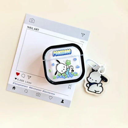 Cute Cartoon Sanrio Pochacco  Earphone Case For Airpods 1 2 3 4 Pro 2 Wireless Bluetooth Headset Protective Cover With Pendant