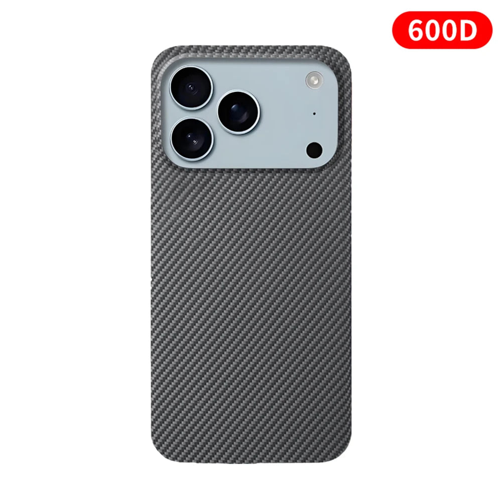 For iPhone 17 pro max case carbon 600d kevlar aramid fiber magsafe fabric thin hard 17 Air cover magnetic balck Slim light red