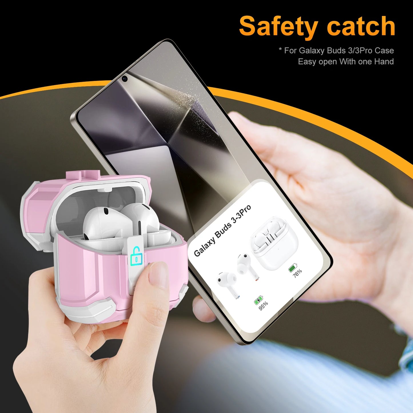 2025 New for Galaxy Buds 3 Pro Fudas Samsung Magnetic Lock Case With Phone-Stand Design Compatible with Magsafe Buds3 Buzz 3 pro