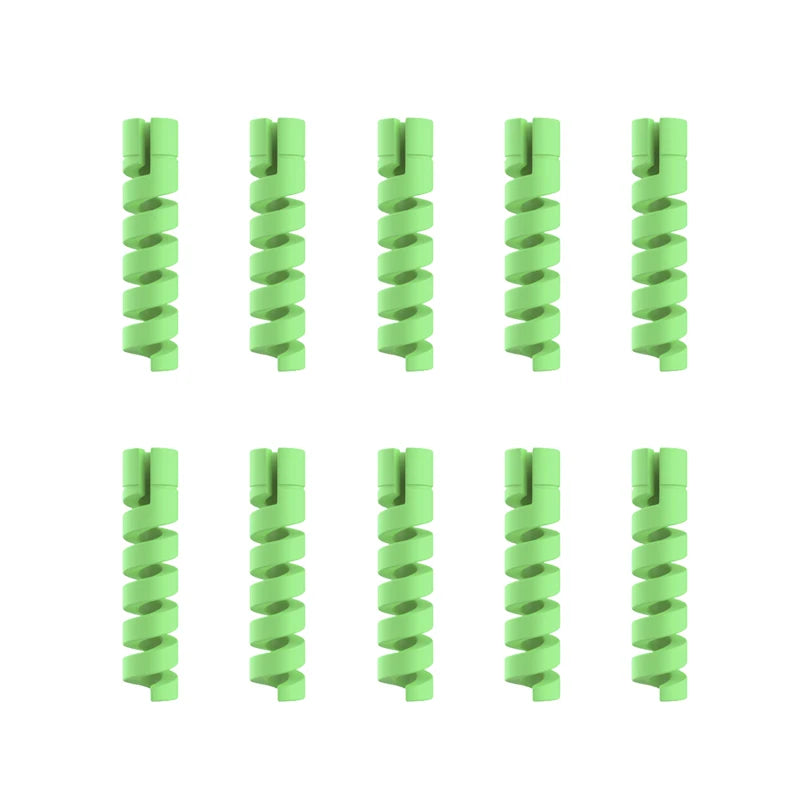 10pcs Cable Protector Silicone Charge Cable Spiral Winder Wire End Cord Savers Cover For Phone USB Charger Cable Accessories