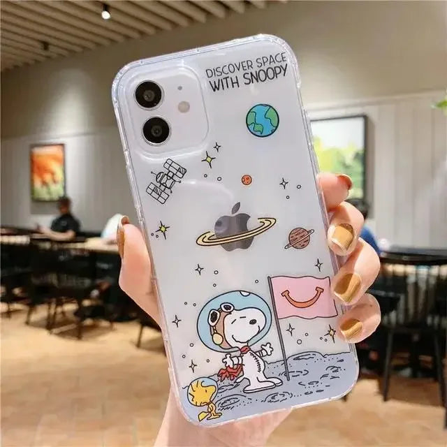 Cute Funny Snoopy Case For Iphone 15 Pro Max 11 14 13 12 Mini 6s 6 7 8 Plus X XS XR Cover Silicone Couqe Soft Transparent