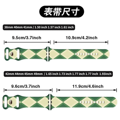 Christmas Diamond-Shaped Print Strap for Apple Watch 11 10 9 Silicone Band Replaceable Bracelet for iWatch 46/44/42mm Watchband