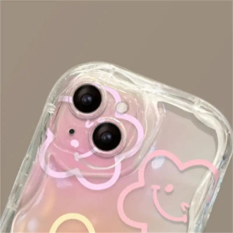 Color Smile Flower Grip Holder Wave Phone Case for Iphone 16 Pro Max 11 12 13 14 15 Pro Max 6 6S 7 8 Plus XR 13 Mini Soft Cover