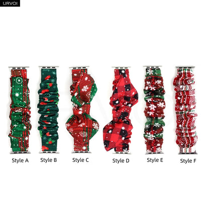 URVOI Band for Apple Watch Series 11 10 9 8 7 SE 3 Nylon loop Elastic Hairband Strap for iWatch Xmas gift red Christmas bowknot