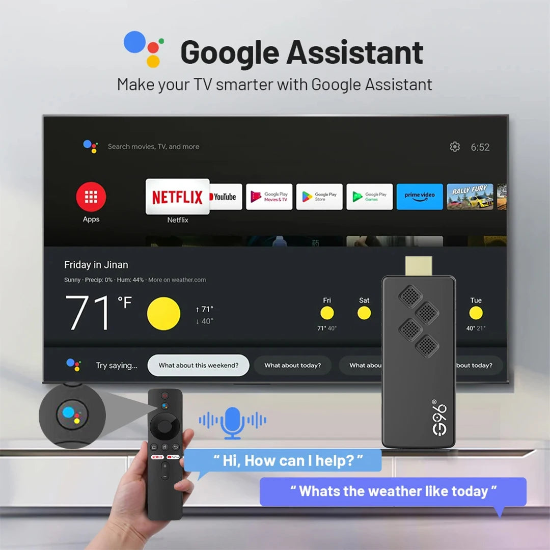 G96 Smart Tv stick Android13.0 Q2 Allwinner H313 BT5.0 Google Voice 4k Dual Wifi Youtube Multi Language Streaming Media Player