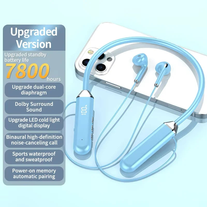 New Sport Neckband Earphone Wireless Headphone audífonos bluetooth inalámbrico Gaming LED Display ear buds for xiaomi huawei