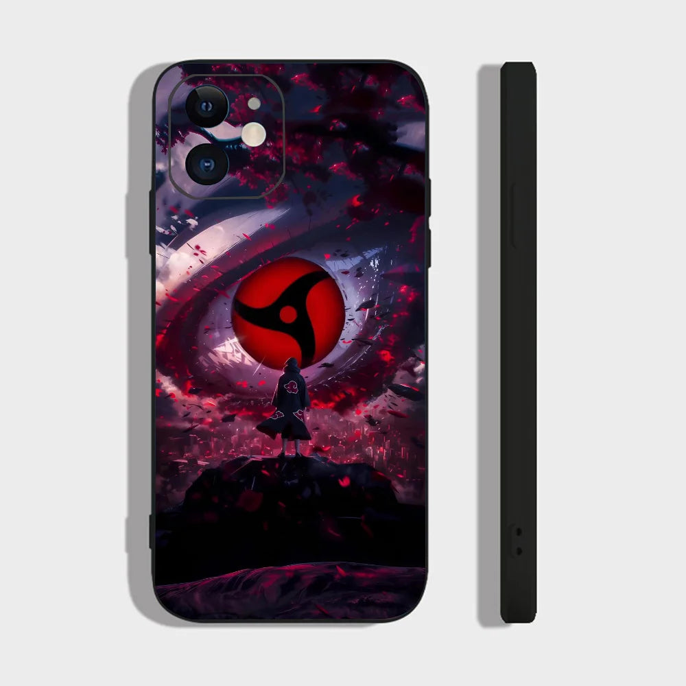 Classic Anime Narutos Uchiha Itachi Phone Case For IPhone 16 15 14 13 Pro Max 11 12 Mini X Xs XR Se 2022 Black Silicone Cover