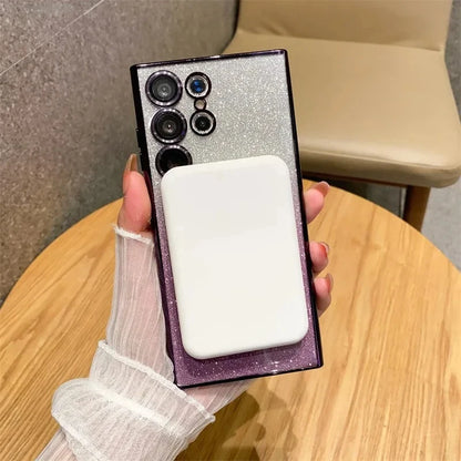 Glitter Luxury Magnetic Woman Case For Magsafe For Samsung Galaxy S24 S23 S22 S25 Ultra Plus Accessories Wireless Charging Cover