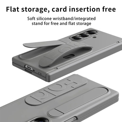 Silicone Wrist Strap Fold Stand Slot Card Holder Wallet Case For Samsung Galaxy Z Fold 7 6 5 4 5G Shockproof Soft Bumper Cover