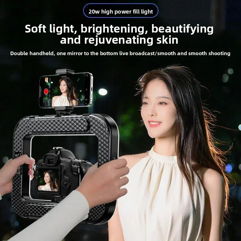 Portable Handheld Ring LED Light 3 Color Temperatures 12 Brightness Adjustments for Photography & Mobile Live Broadcast