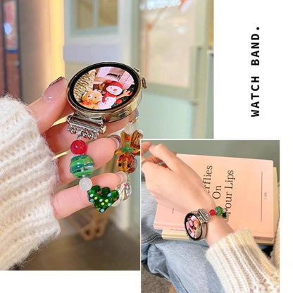 18/20/22MM Watch Band For Samsung Galaxy Watch 8/7/4 6 Classic 5 Pro Christmas Bead Elastic Strap For Amazfit Bip/GTS GT2 Huawei