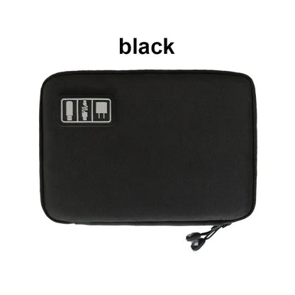 1pc Black Green Storage Bag Electronic Accessory Organizer Portable Usb Data Cable Charger Plug Travel Waterproof Organizer - covers4phones