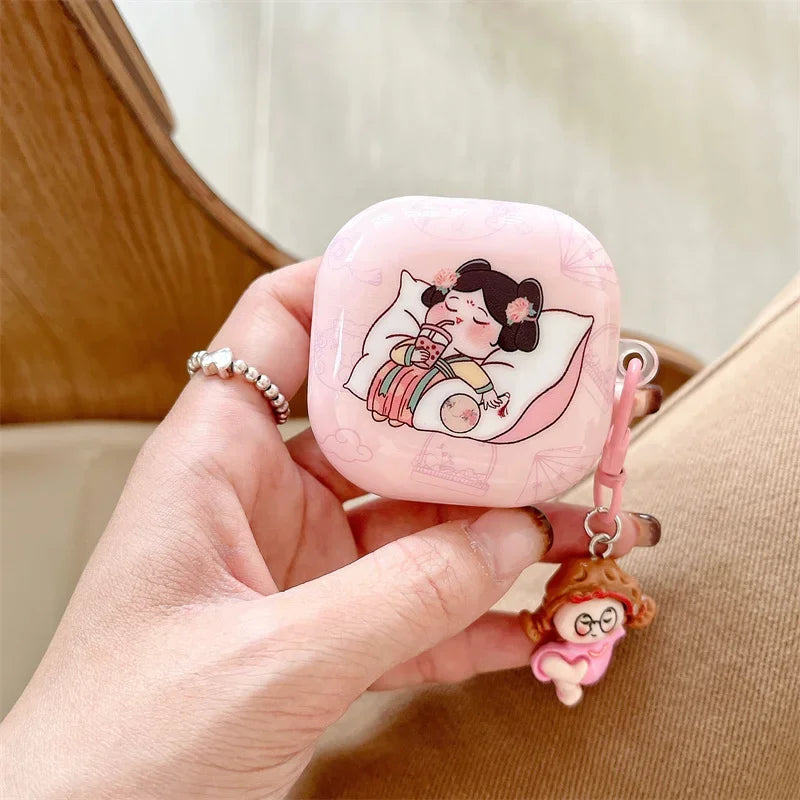 For Samsung Galaxy Buds 3 Pro/Buds FE/Buds 2 Pro/Buds 2/Buds live/Buds pro Case,Cute Cartoon Rabbit Earbuds With KeyChain Cover
