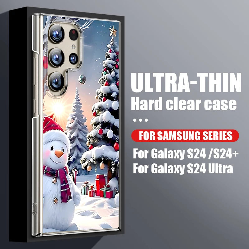 Santa Claus Print Phone Case For Samsung Galaxy A56 A16 A55 A36 A26 A15 5G S25 Edge S24 S21 FE S23 S22 Ultra Plus Clear PC Cover