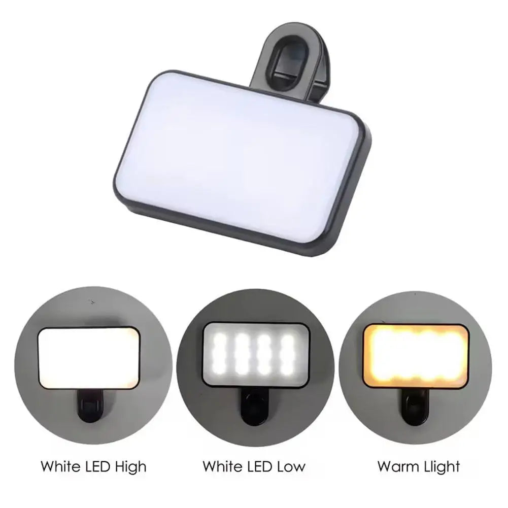 Pocket LED Selfie Light Flash Fill 3 Modes Adjustable Video Photo Ringlight Photography Lamp For IPhone IPad Mobile Phone Laptop