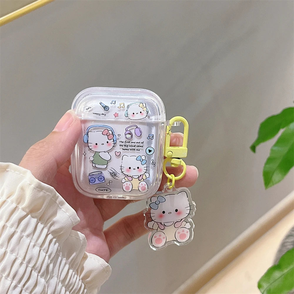 TPU Wireless Charge Headphone Case For Airpods 4,1,2,3,Pro,Pro2 Earphone Soft Cover With Hook Pochacco Cute Cartoon
