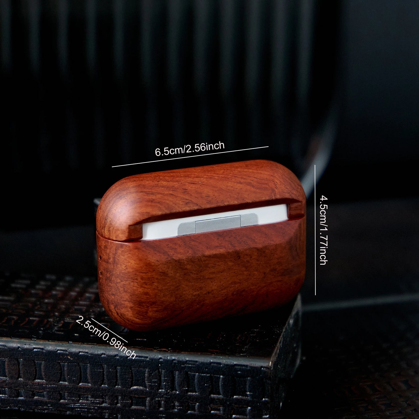 Solid Wood Headphone Case For Airpods 1 2 3 4 Pro 2 Wrieless Bluetooth Earphone Protective Cover with Lanyard Headphone Bag