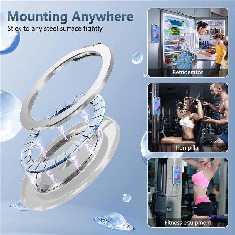 Luxury Magnetic Wireless Charge For Magsafe Case for iphone 17 Pro Max iphone17 Air 5G Transparent Shockproof Ring Holder Cover