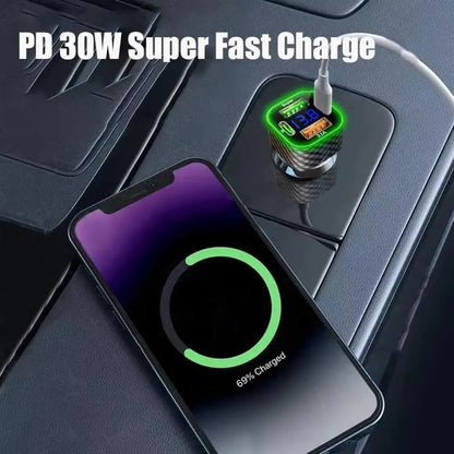 380W USB C Car Phone Charger Dual PD USB Charger With Voltage Display Super Fast Charge Adapter For IPhone Oppo
