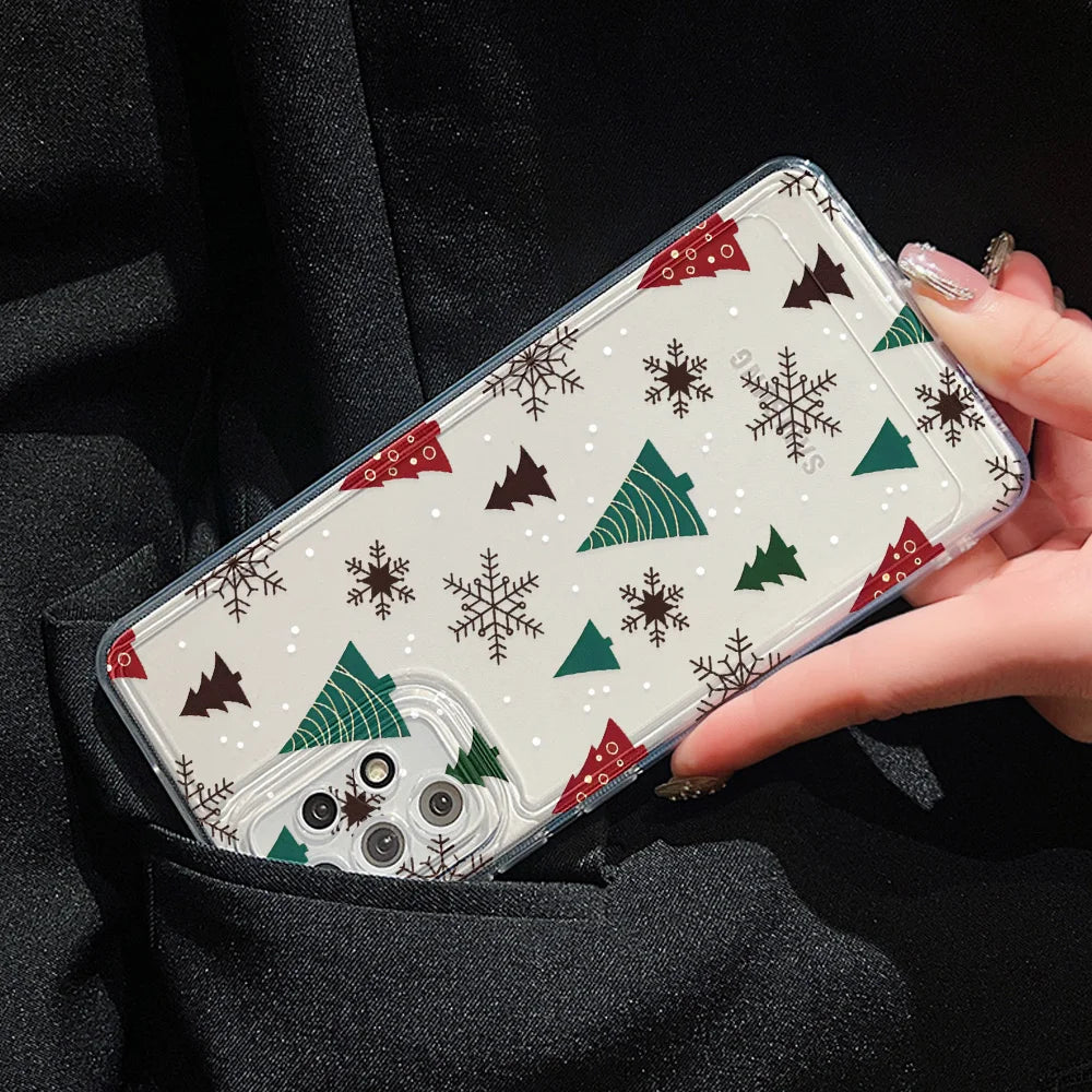 Merry Christmas Phone Case For Samsung A55 5G S24 Ultra A54 A53 A35 A15 A16 S23 FE S22 S21 S20 FE Soft TPU Carcasa Funda Cover