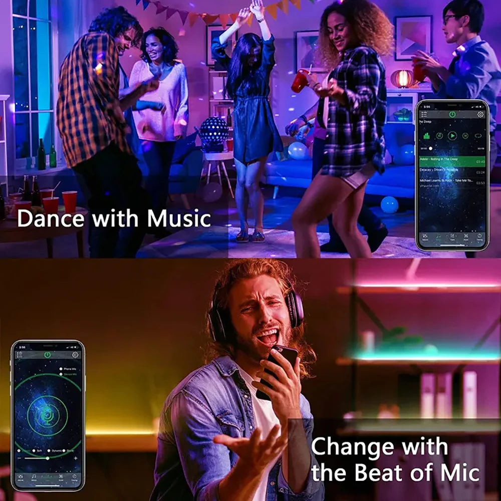 40M/131Ft Led Strip Lights APP 44Keys Remote Control USB 5V Music Sync RGB Flexible Tape Diode Lights for Party Home Luces Led