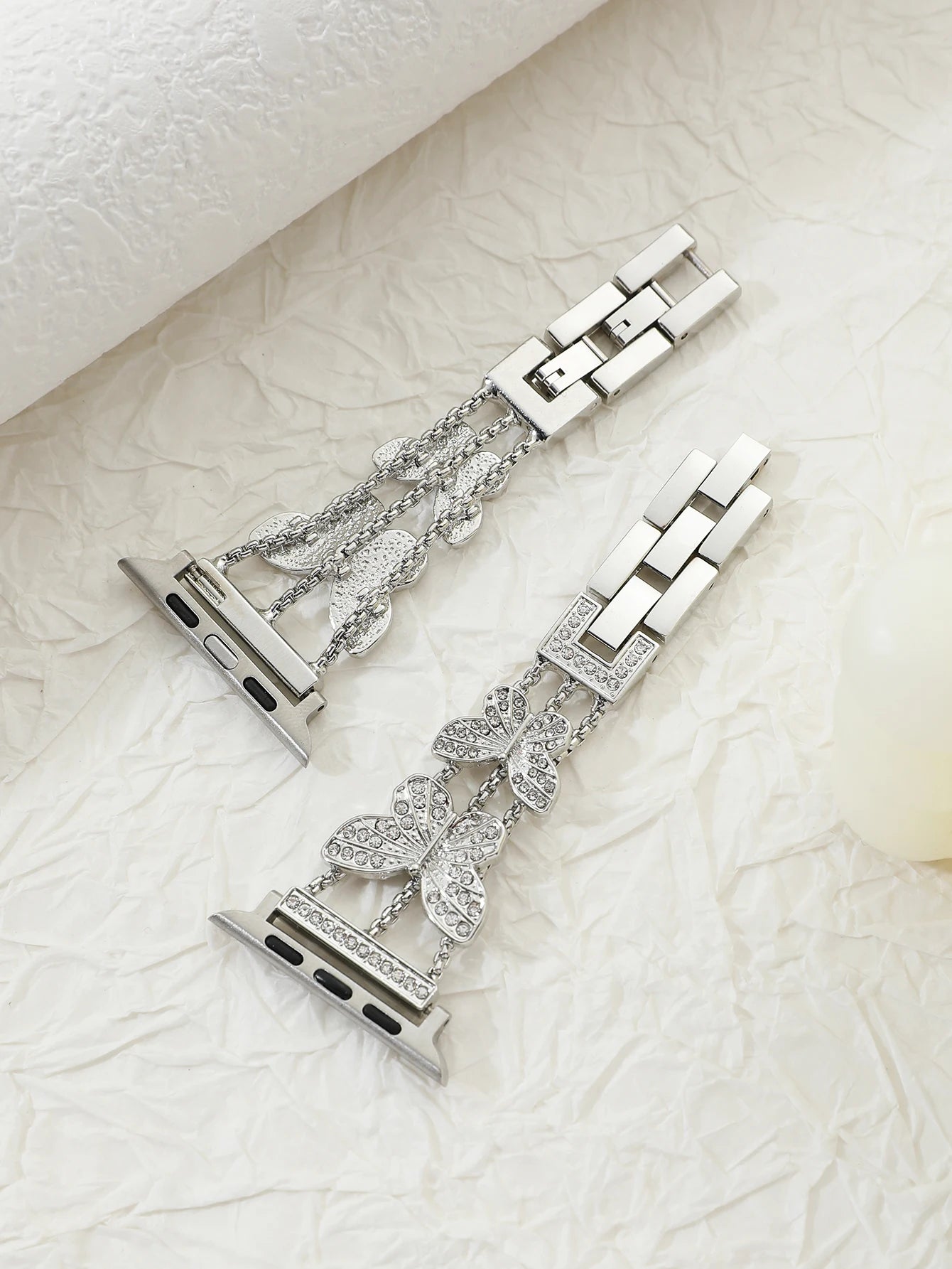 Metal Strap For Apple Watch Band Ultra 4mm 45mm 40mm 41mm 49mm Bling Butterfly Bracelet Chain for iWatch Series 9 8 7 6 5 SE 4 3