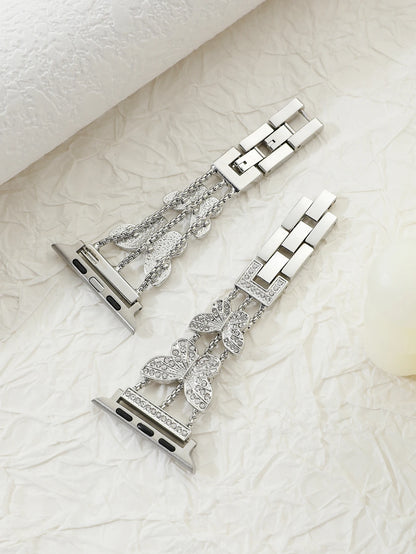 Metal Strap For Apple Watch Band Ultra 4mm 45mm 40mm 41mm 49mm Bling Butterfly Bracelet Chain for iWatch Series 9 8 7 6 5 SE 4 3
