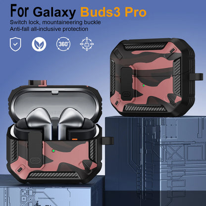 Stylish Camouflage Cover For Samsung Galaxy Buds 3 Pro Buds3 Pro Buzz 3 Pro Case With Lock Rugged Shell Armor Shockproof Sleeve