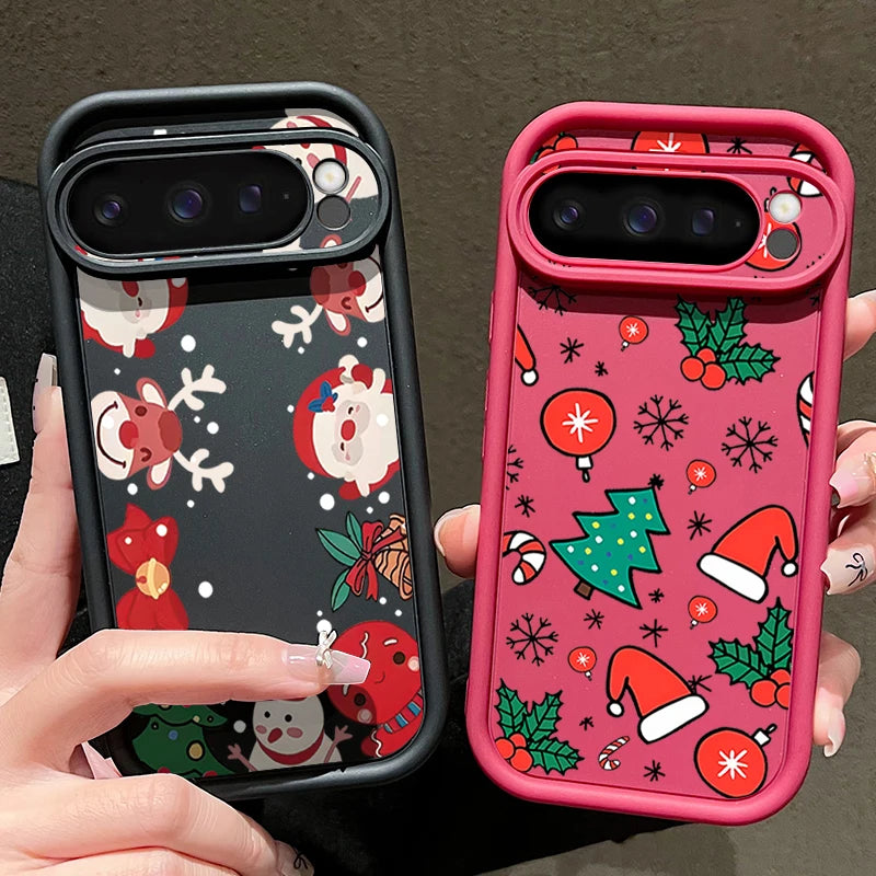 Cute Christmas Phone Case For Google Pixel 9 Pro XL 9 8 Pro 8A 7A Shockproof Soft Silicone Protector Cover For Pixel 9 8 7 Pro