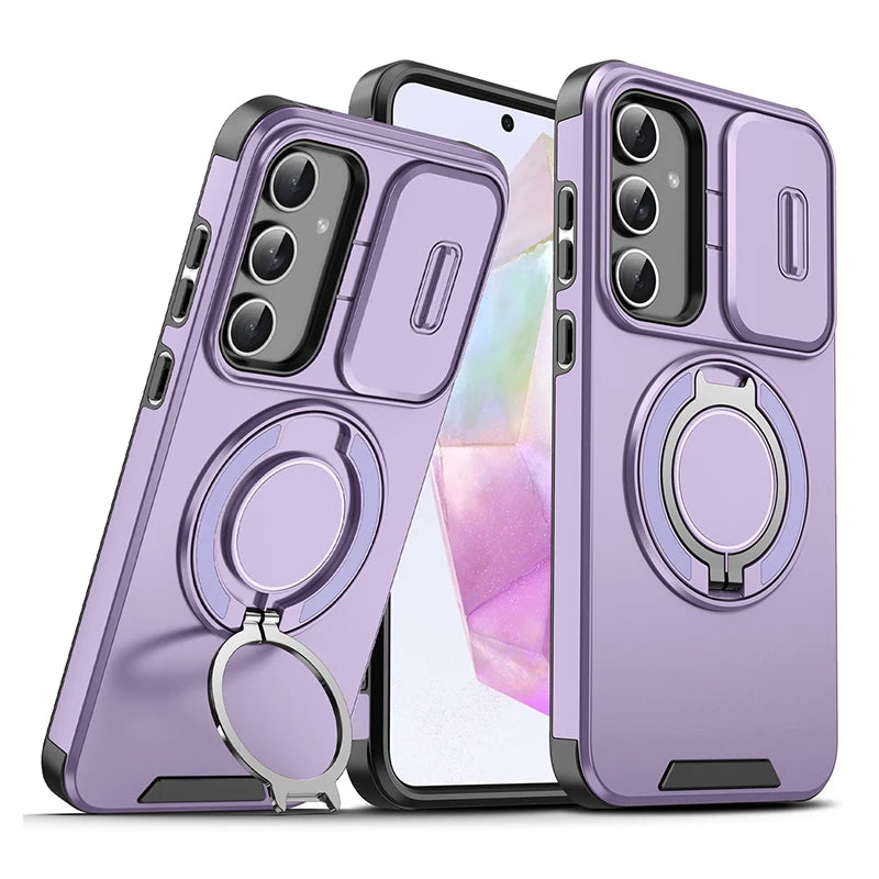 Case For Samsung Galaxy S25 S24 S23 S22 S21 Ultra Plus S25 Edge S25FE S24FE Slide Camera Protect Magnetic holder Armor Cover