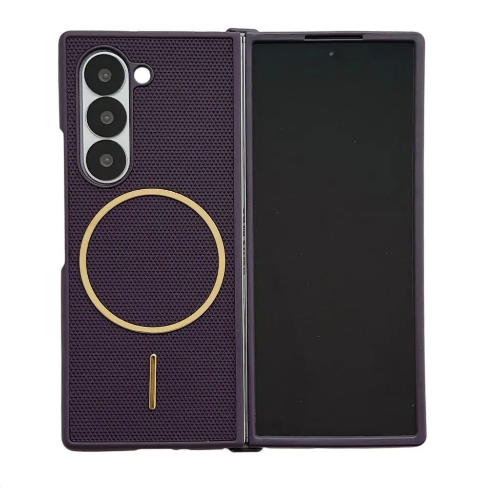 Light Luxury PU Matte Slim Solid Color Phone Cases for Samsung Galaxy Z Fold 7 6 5 4 3 Magnetic Wireless Charge Protective Cover