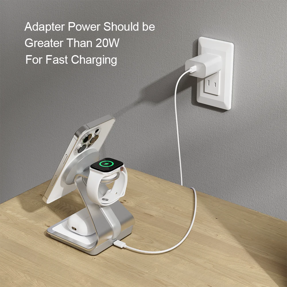 Bonola Magnetic 3 in 1 Wireless Charger for iPhone 16/15/13/14 Pro/12 30W Wireless Charging Station for Apple Watch/AirPods Pro