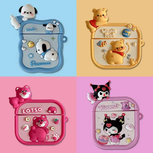 Cute Cartoon Earphone Cases For AirPods 4 2 3 Silicone Charging Headphone Cases For Airpods Pro 2 Protective Cover